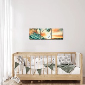 Obraz - Fala (z zegarem) (90x30 cm)