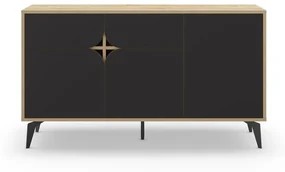 Czarna niska komoda w dekorze dębu 140x79 cm Nola – Marckeric