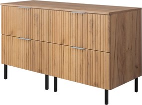 Szafka pod umywalkę, dąb Craft, 120 (2 x 60) x 77 x 46 cm, uchwyt srebrny, nogi czarne + blat roboczy