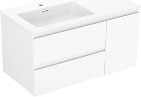 Mexen Orio szafka łazienkowa 90 cm z umywalką Otis lewą, 2S, 1D, biała mat - 91A13-09047-3-BBFFF01-W18L01