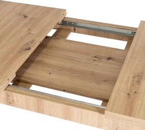 Zestaw Stół Prostokątny Rozkładany SKUBI 120-160 cm Dąb Artisan i 4 Krzesła Tapicerowane RODRI Beżowe