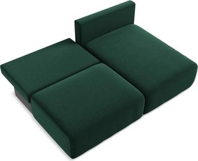 Ciemnozielony aksamitny rozkładany/ze schowkiem narożnik (prawostronny/z szezlongiem) Kalena – Makamii