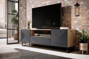 Szafka RTV Asha 167 cm z szufladą i metalowym stelażem - artisan / rivier stone mat