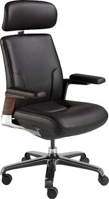 Czarne obrotowe krzesło biurowe z imitacji skóry