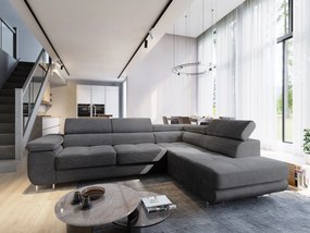 Masseno Narożnik APIRO z funkcją spania i pojemnikiem na pościel Narozniki L, Rozkładana sofa - Grafitowy, POSO 34