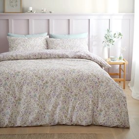 Lawendowo-beżowa bawełniana pościel dwuosobowa 260x220 cm Ditsy Floral – Bianca