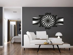 Abstrakcyjny obraz czarno - białej spirali (125x70 cm)