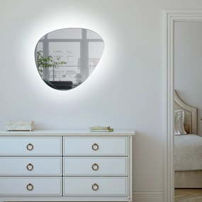 Lustro o nieregularnym kształcie oszlifowane podświetlane plama MOIRA LED | Różne rozmiary : Kolor tafli szkła - Grafit, Rozmiar - 70 x 51 cm