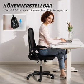 HOMCOM Fotel biurowy Ergonomiczny regulowany fotel biurkowy z podnoszonymi podłokietnikami, podparciem lędźwiowym, czarny | Aosom PL