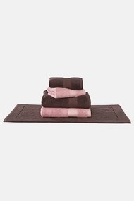 Zestaw promocyjny ręczników DELUXE + dywanik łazienkowy LOFT Brązowy / Stary róż