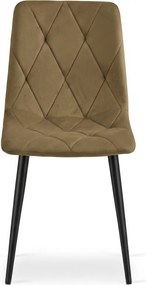 Brązowe aksamitowe krzesło LIBRA OLIVE BROWN z czarnymi nogami