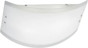 Lampa sufitowa Lecce z białego szkła satynowego 32,5x23 cm, metalowa rama z chromem, 2xE27 max 42W, IP20, elegancki design, bez żarówek