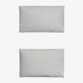 Pack 2 Poszewek Na Poduszki Z Perkalu Bawełnianego O Gęstości 180 Nitek Lesia Jasnoszary & 50 X 75 Cm - Sklum