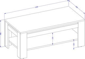 Ława DAVOR 120 cm Stolik Kawowy do Salonu