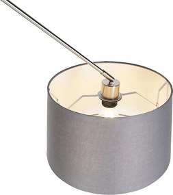 Lampa wisząca stalowa z abażurem z lnu w kolorze ciemnoszarym 35 cm - Blitz