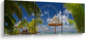 Obraz - Plaża z białym piaskiem (z zegarem) (90x30 cm)