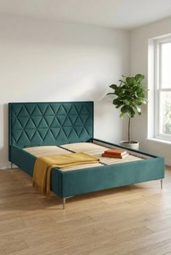 Ciemnozielony zagłówek pikowany do łóżka E4-F05