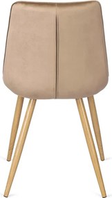 Krzesło Tapicerowane do Salonu RODRI Beżowe Welurowe Nowoczesne