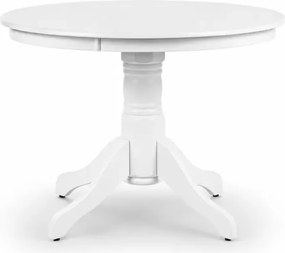 Elegancki okrągły stół Ranflury 106 cm z białym blatem MDF i drewnianą nogą