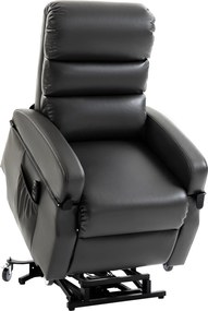 HOMCOM Fotel telewizyjny z funkcją wspomagania wstawania, elektryczny fotel relaksacyjny z pilotem, podnóżkiem, funkcją leżenia, ciemnoszary | Aosom PL