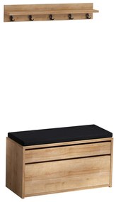 Wieszak ścienny z półką na buty Boby Oak and Black