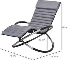 Krzesło Bujane Outsunny Ergonomiczne Ogrodowe Tekstylina Kulisty Design Komfort i Styl Szary | Aosom PL