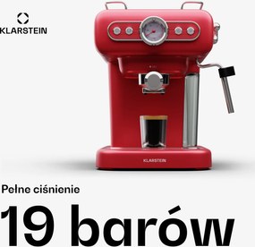 Klarstein Espressionata Evo 950W 19bar Ekspres Kolbowy Czerwony