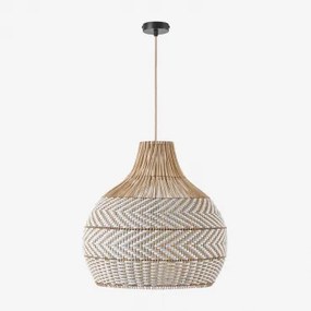Lampa Sufitowa Wisząca Na Zewnątrz Z Plecionego Rattanu Llaury Miel - Czarna & Ø55 Cm - ↑55 Cm Llaury - Sklum