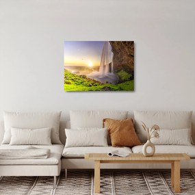 Obraz na szkle - Seljalandsfoss od tyłu jaskini (70x50 cm)