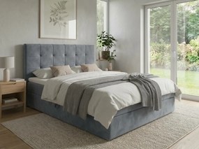 Tapicerowane łóżko boxspring DIRELIS TRINITY 160x200 cm szare Materac: Materac sprężynowy Bonell