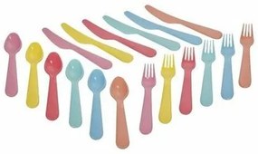 Zestaw plastikowych sztućców dla dzieci Rainbow, 18 sztuk, 6 kolorów