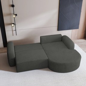 Masseno Narożnik AMILIA z funkcją spania i pojemnikiem na pościel Narozniki L, Rozkładana sofa - Szary, QUELLE 92