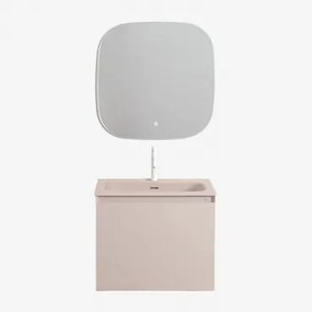 Zestaw Wiszących Mebli Łazienkowych Zintegrowany Z Umywalką Macrae Nature & Kwadratowa Lampa Led I Przeciwmgielna 75x75 Cm - Sklum