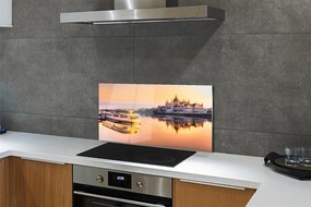 Szklany Panel Statek o Zachodzie Słońca