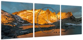 Obraz krajobrazu wysokogórskiego (z zegarem) (90x30 cm)