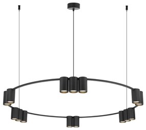 Okrągła czarna lampa wisząca reflektorowa - K407 D7-E16