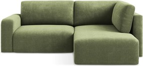 Zielony rozkładany narożnik ze schowkiem z tkaniny szenilowej (prawostronny/w kształcie litery L) Kona – Makamii