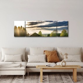 Obraz domku na łące (170x50 cm)