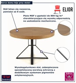 Nowoczesny rozkładany okrągły stół dąb złoty + czarny F0-T85