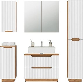 Zestaw mebli łazienkowych dąb/białe paski 79.6x32x62.1 lotta