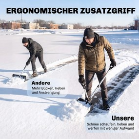 Outsunny Łopata do śniegu 45 cm, tworzywowa łyżka z ergonomicznym uchwytem dodatkowym, odśnieżarka z trzonem aluminiowym i metalową krawędzią | Aosom PL