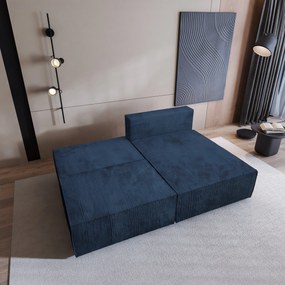 Masseno Narożnik FIORO z funkcją spania i pojemnikiem na pościel Narozniki L, Rozkładana sofa - Niebieski, POSO 05