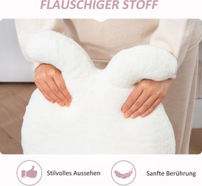 HOMCOM Krzesło Obrotowe z Uszami Królika, Biurowe na Kółkach, z Sztucznego Futra, Białe