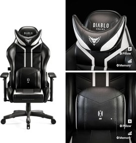 Krzesło dla gracza młodzieżowe Diablo X-Ray 2.0 Small Size, kolor czarno-biały