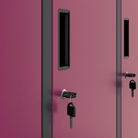 Szafka socjalna ubraniowa BHP fuksja: 6-drzwiowa IGOR, 900 x 1850 x 450 mm