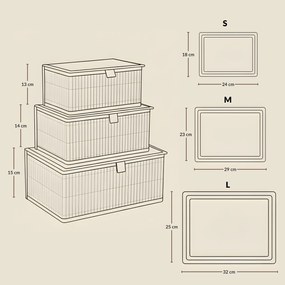 Zestaw zamykanych koszyków w trzech rozmiarach TILVA
