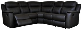 Skórzana kanapa narożna EVASION z funkcją relax - Czarny