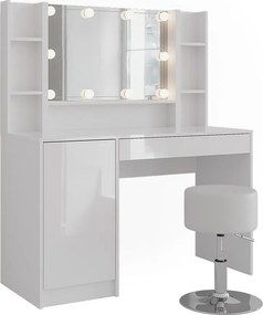 Stół do toalety biały/biały wysoki połysk 119.8x50.1x76 sherry