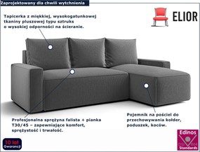 Szary sztruksowy narożnik rozkładany z pojemnikiem H3-A09