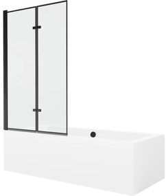 Mexen Cube wanna prostokątna 170 x 80 cm z obudową i parawanem 2-skrzydłowym 100 cm, czarny wzór - 550517080X9210027070